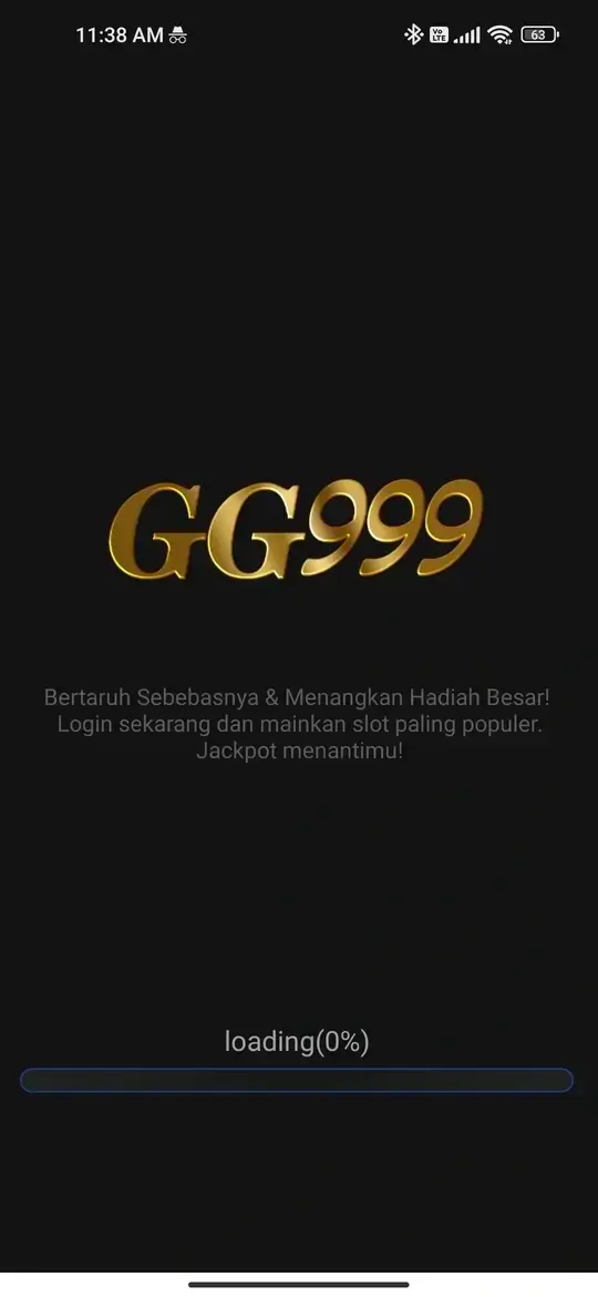 GG999 layar loading dengan logo emas